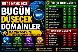 Bugün Düşecek Domainler 14.05.2026