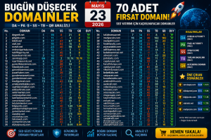 Bugün Düşecek Domainler 23.05.2026