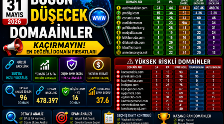 Bugün Düşecek Domainler 31.05.2026